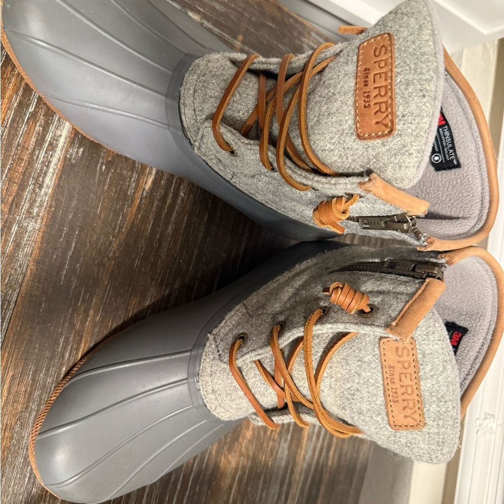 Sperry Gray and Tan Rain Boots - Picture 4 of 5